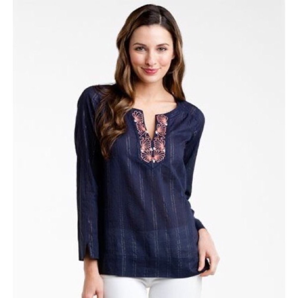 Lilly Pulitzer Thandie Tunic Land & Sea Embroidery